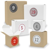 Adventskalender zum Füllen 24x Quader Würfel gemischt WEISS / BRAUN + Sticker (V03 Z03)