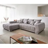 DeLife Sofa Josea Cord Silbergrau 300x220 cm Ottomane links Ecksofa