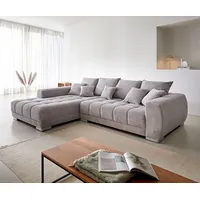 DeLife Sofa Josea Cord Silbergrau 300x220 cm Ottomane links Ecksofa