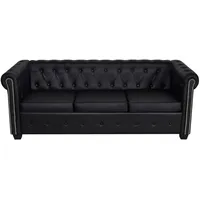 vidaXL Chesterfield-Sofa 3-Sitzer Kunstleder Schwarz