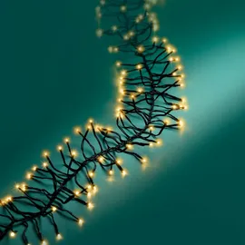 Lumineo Cluster 1128 LED 10,5 m, schwarzes Kabel in klassisch warm 10m, LEDs, Dimmer, Timer, IP44