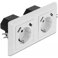 DeLock Steckdose 2P+E, Elektronikkabel - Stecker, Weiss