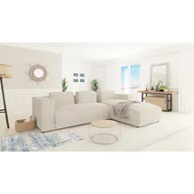 s-style möbel Modernes Ecksofa Porto aus Beige Cord und weichem Sitz,
