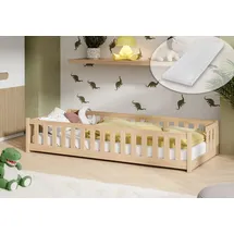Kids Collective Jugendbett mit Rausfallschutz 90 x 200 cm Kiefer natur beige