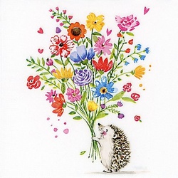 Papierservietten "Igel mit Blume", 33 x 33 cm, 20 Stück