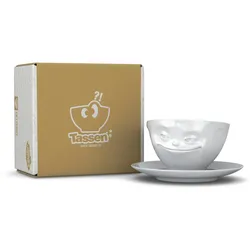 Tasse Grinsend weiß - 200 ml - FIFTYEIGHT Kaffeetasse - Dekor Weiß - 1 Stück