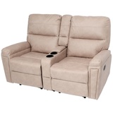 MCW 2er Kinosessel MCW-K17, Relaxsessel Fernsehsessel Sofa, Nosagfederung Getränkehalter Fach ~ Stoff/Textil beige