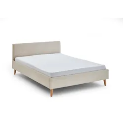 Meise Möbel Wicki Polsterbett Holzfuß Kopfteil Glatt 140x200 cm Beige - Braun