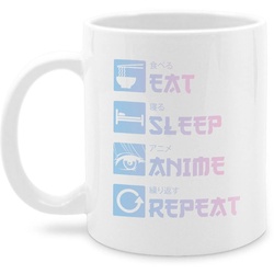 Shirtracer Tasse Eat Sleep Anime Repeat – Manga, Keramik, Anime Merch Kaffeetasse weiß