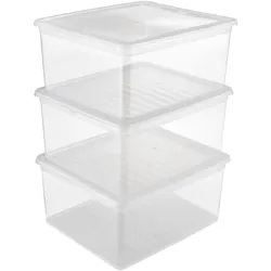 Keeeper - Set mit 3 Aufbewahrungsboxen 18L Transparent, Kollektion Bea