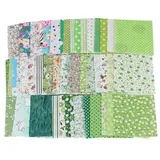 YKAFADE 50 Stück Patchwork Stoffe Paket zum Nähen 10 x 10 cm Bunte Baumwollstoff Set DIY Baumwolltuch Stoffreste Paket Stoffpakete DIY Gewebe Quadrate für DIY Nähmuster Handwerk -Grün