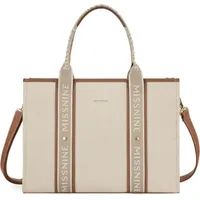 MISSNINE Canvas-Laptoptasche 15,6 Zoll Damen Handtasche Braun Beige