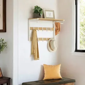VASAGLE Wandgarderobe 65 x 42 x 30 cm Weiß/Eiche