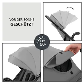 hauck 3in1 Kinderwagen Set inkl. Babyschale ab Geburt bis 22 kg, Klein Zusammenklappbar, Liegefunktion, Getränkehalter - Tablett, UV-Schutz 50+ (Grey)