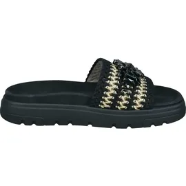 tt.bagatt BAGATT Pantoletten - Schwarz/Gold Textil Schuhgröße 38 EU