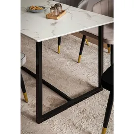 Wohnling Esstisch Weiß Holzwerkstoff, rechteckig, U-Form, 90x76x200 cm
