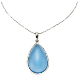 Jamelli Anhänger mit Kette 925/- Sterling Silber Quarz (beh.) hellblau 80cm Damen 
