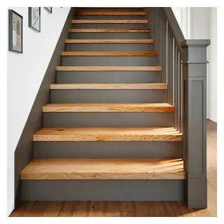 vidaXL Treppenstufen 2 Stk. Hellbraun 100x30x2 cm Massivholz Eiche
