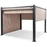 blumfeldt Pantheon Cortina Pavillon, Wasserdicht mit Faltdach, Stabiler Gartenzelt-Pavillon mit Seitenwänden, Metall-Pavillon Winterfest, Partyzelt mit UV-Schutz, Polyester, Pavillon 3x3m, Grau/Sand