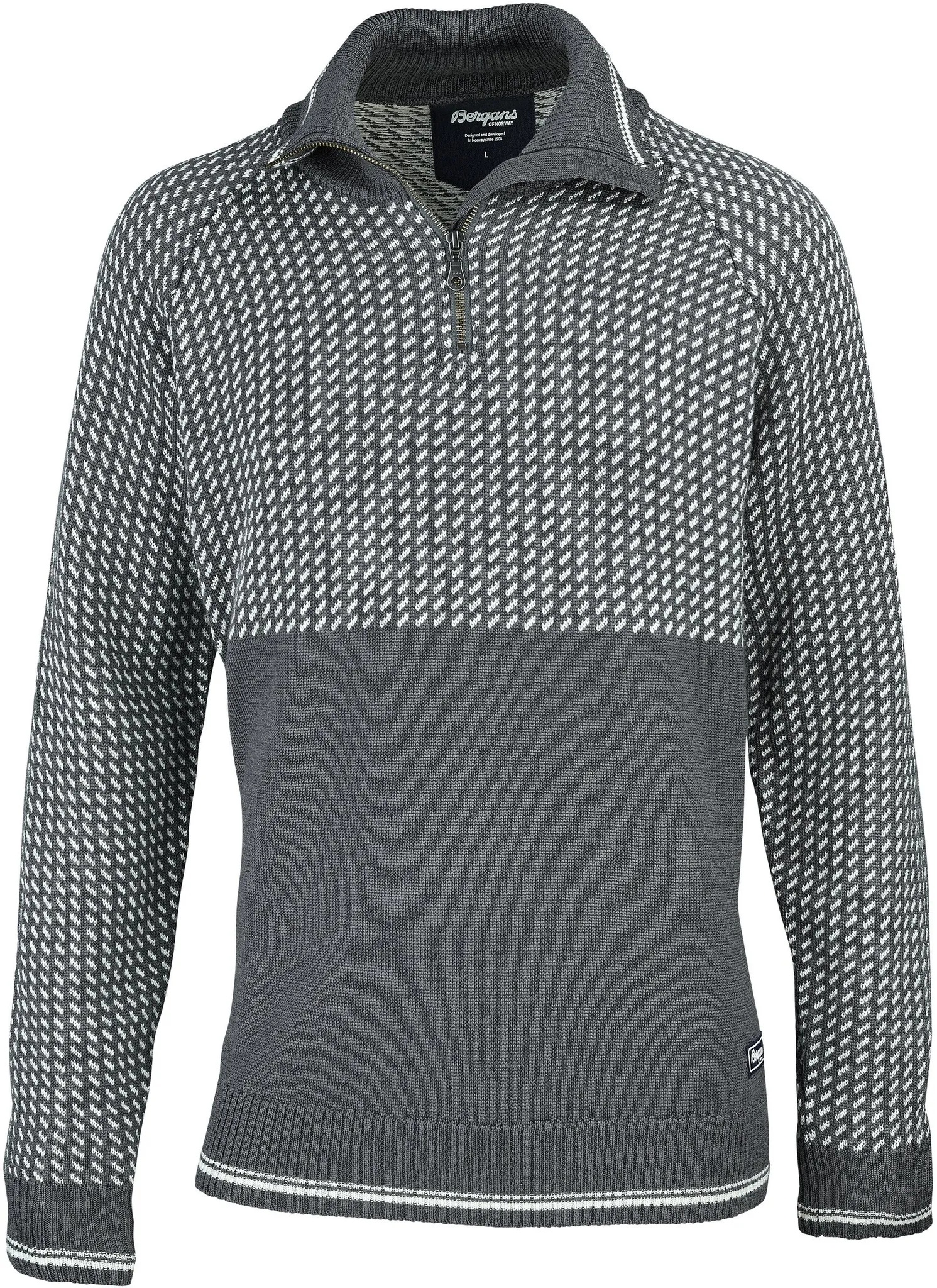 Bergans Pullover Alvdal Wool Half Zip, solid dark grey-vanilla white, XXL