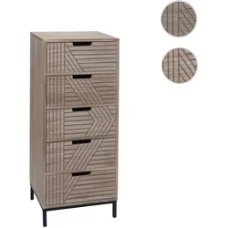 Kommode HWC-N90, Schrank Highboard, 3D-Design 5 Schubladen Holz Metall 84x35x29cm ~ natur