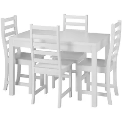 Esstisch Stühle Set – Kiefer Massivholz Waschweiß