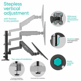 ONKRON Tischhalterung für 2 Monitore 13-32 bis 8 kg VESA 75x75/100x100, Schwarz G140