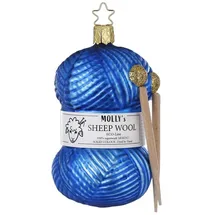 INGE-GLAS - Christbaumschmuck, Weihnachtsbaumschmuck - Strickfreude Blau - Glas - Höhe 11 cm