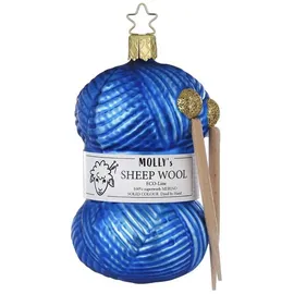 INGE-GLAS - Christbaumschmuck, Weihnachtsbaumschmuck - Strickfreude Blau - Glas - Höhe 11 cm