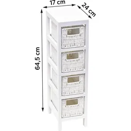 EVIDECO Möbel mdf weiss 4 körbe papiergeflecht - weiss