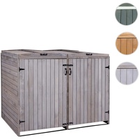 XL 2er-/4er-Mülltonnenverkleidung HWC-H74, Mülltonnenbox, erweiterbar 126x158x98cm Holz MVG ~ anthrazit-grau