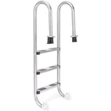DREAMADE Poolleiter aus Edelstahl, Schwimmbadleiter 3 Stufen, Sicherheitleiter Einstiegsleiter Einstiegsleiter für Pool, Einbauleiter Pooltreppe, Silber