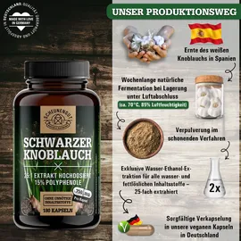 Scheunengut Scheunengut® Schwarzer Knoblauch | 25:1 Extrakt mit natürlichem S-Allylcystein, Allicin & Alliin 180 St