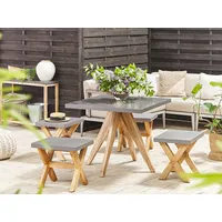 Gartenmöbel Set Faserzement grau 4-Sitzer 5-teilig Tisch quadratisch OLBIA