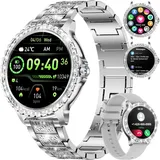 Damen Smartwatch Bluetooth Anrufe für Android iOS 100+ Sport Fitness Tracker 1,32" HD Full Touch Screen Frauen Smartwatch Herzfrequenz Schlaf Monitor