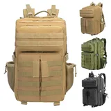 Jianyana MilitäR Rucksack, 45L Wasserdicht Taktischer Rucksack Tactical Backpack Outdoor Rucksack FüR Camping Trekking Wandern Reise Arbe(Khaki)