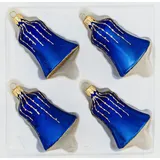 Christbaumkugeln-24.de 4 tlg. Glas-Glocken Set in `Ice Royal Blau Gold` Regen