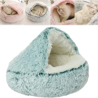 Gemütliches Hundehöhle, Hundehöhle Plüsch, Gemütliches Kokon-Hundebett mit Höhlenbezug, Gemütliches Plüsch-Hundebett, Haustierhöhlenbetten für kleine Hunde zum Nickerchen und Schlafen (Grün, 65cm)