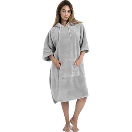 MY HOME Badeponcho MY HOME "Lillou, Surfponcho ideal für Sauna, Spa & im Urlaub" Gr. S, grau, L:100cm, Microfaser, Hausmäntel, weich und kuschelig, plüsch, Fleece, Unisex, für Damen und Herren