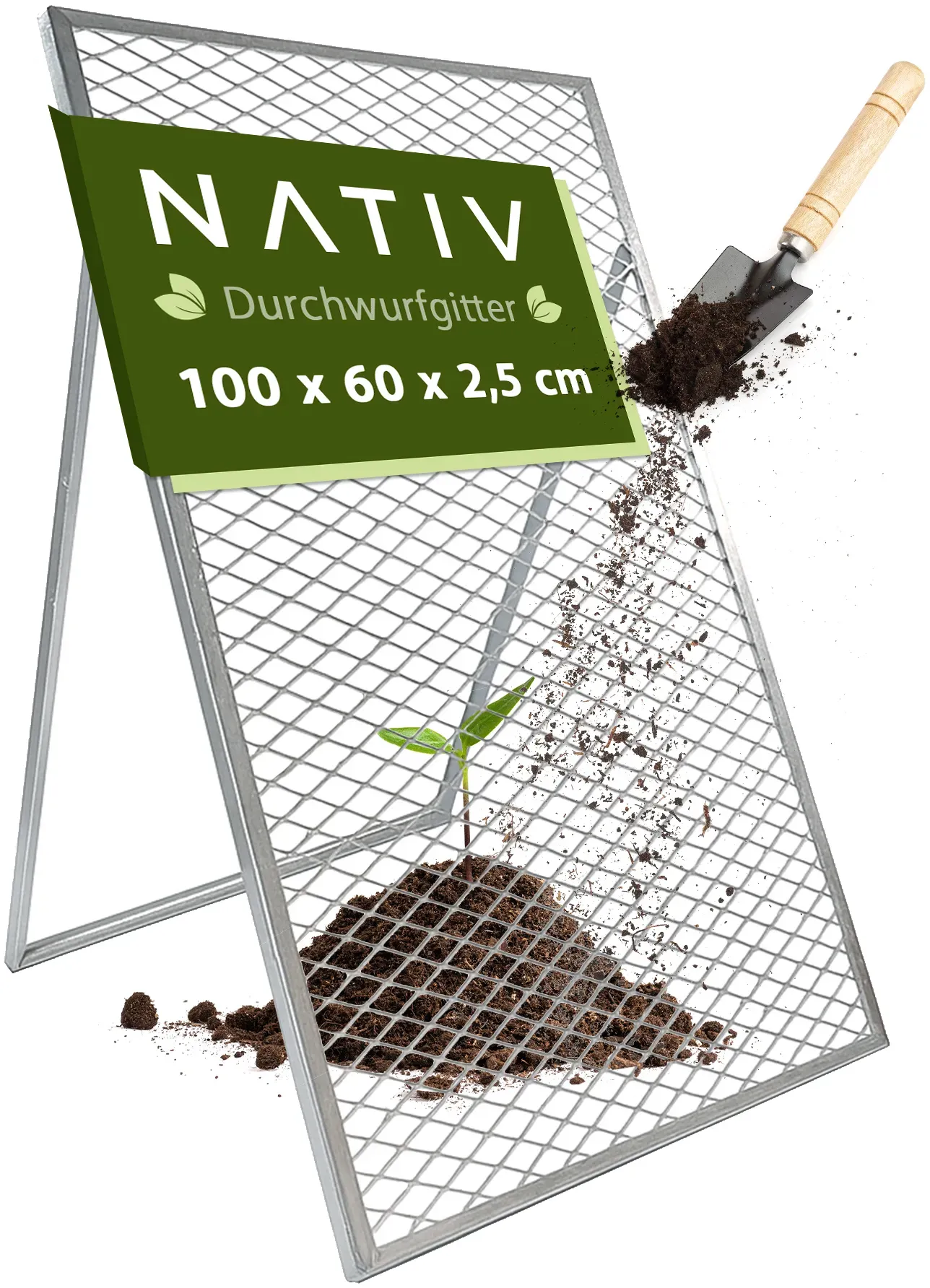 Durchwurfsieb 100x60 cm aus verzinktem Stahl – Gartensieb für Erde & Kompost