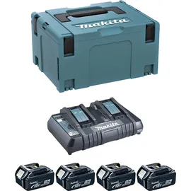 Makita Power Source Kit 18 V Li-Ion 4 x 5,0 Ah + DC18RD Ladegerät + Makpac 197626-8