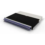 PATCHBOX patchbox.one Kabeleinzugssystem 8RU/UTP 0,8 m, mit 24 Kassetten, Patchkabel Cat. 6a, U/UTP, PoE++, Kabel grau