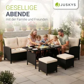 Juskys Manacor Lounge-Set schwarz/beige inkl. Abdeckung