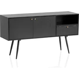 Wohnling Sideboard 140 x 75 x 40 cm Schwarz