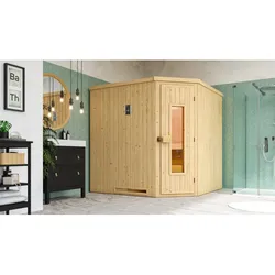 Weka Elementsauna Varberg 3 - 68 mm Sparset 2 | 7,5 kW Bioaktiv-Ofen mit Steuergerät, Massivholztür u. Glaseinsatz