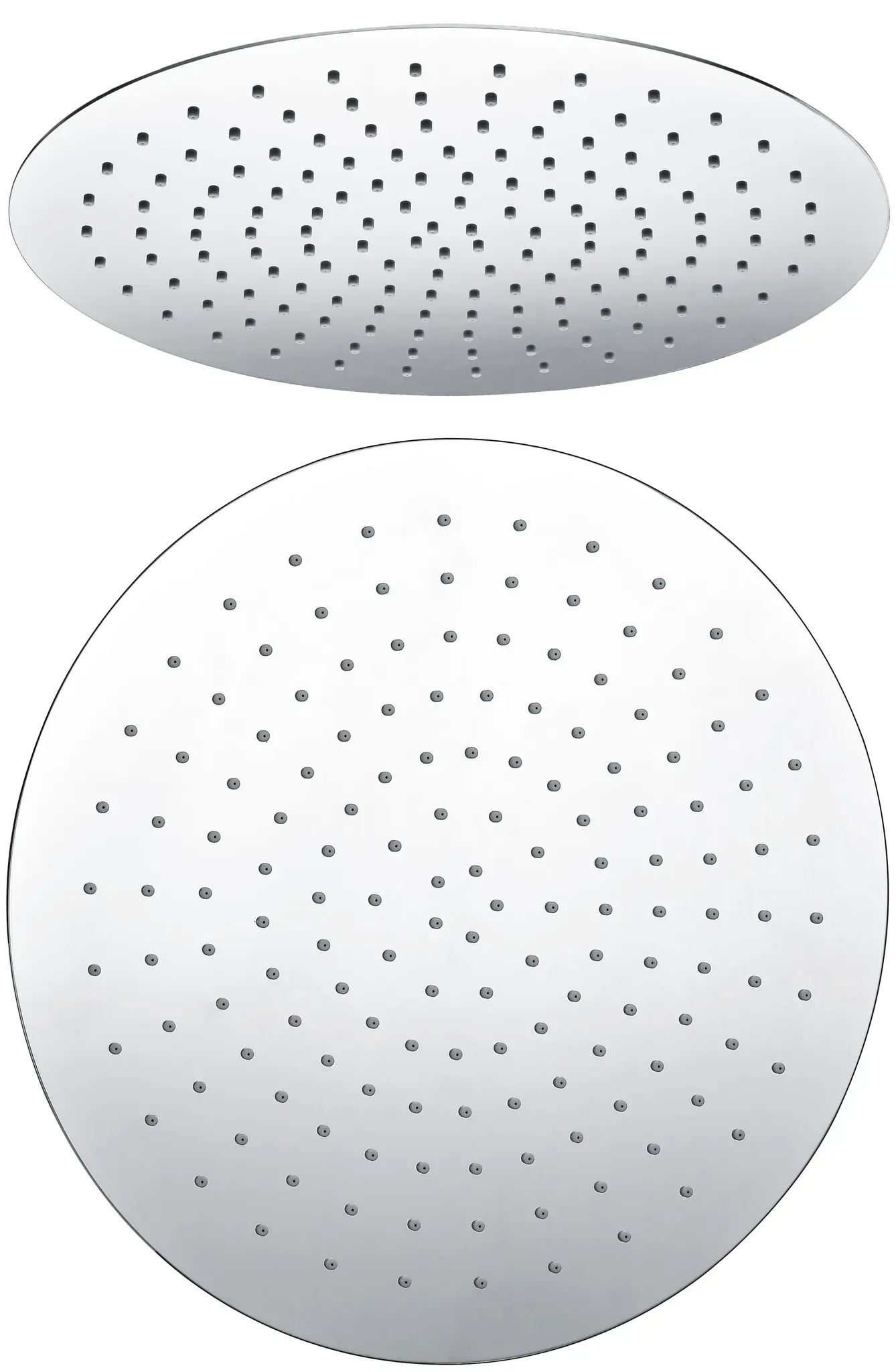 Kopfbrause AqvaGreen - rund - 400 mm Durchmesser - sichtbare Höhe 2,4 mm - easy-clean - 1/2′′ IG - Kugelgelenk, 45° schwenkbar - 11,9 L/min bei 3 bar - Edelstahl, hochglanzpoliert