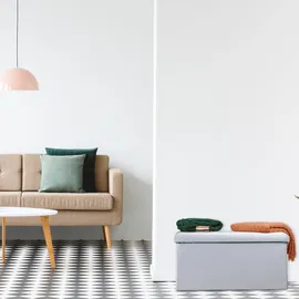 Relaxdays Truhenbank Samt Hellgrau 38 x 77 x 39 cm