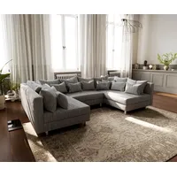 DeLife Wohnlandschaft Clovis Hellgrau Strukturstoff Modulsofa