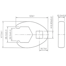 BGS Hahnenfußschlüssel Antrieb Innenvierkant 12,5 mm (1/2") SW 28 mm