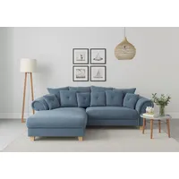 Home Affaire Ecksofa »Queenie«, (2 St.), Sitzkomfort, zeitloses Design, inkl. loser Rücken-und Zierkissen blau